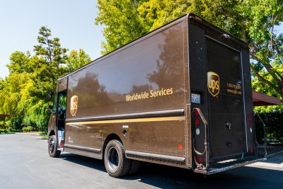 Image of a brown UPS delivery truck