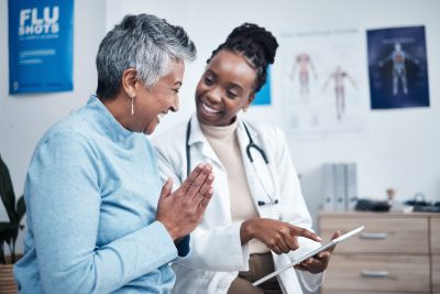 Doctor and patient speaking